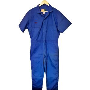 Vintage Blue Work Wear Guard Mechanics Coveralls "Allen" Large short sleeve